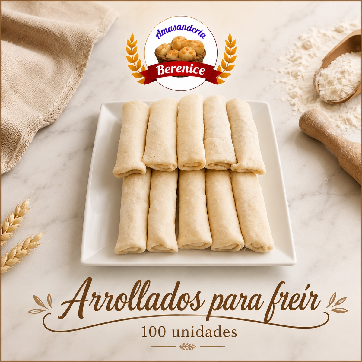 Arrollados para freir en formato de 100 unidades, Masas Berenice en Santiago