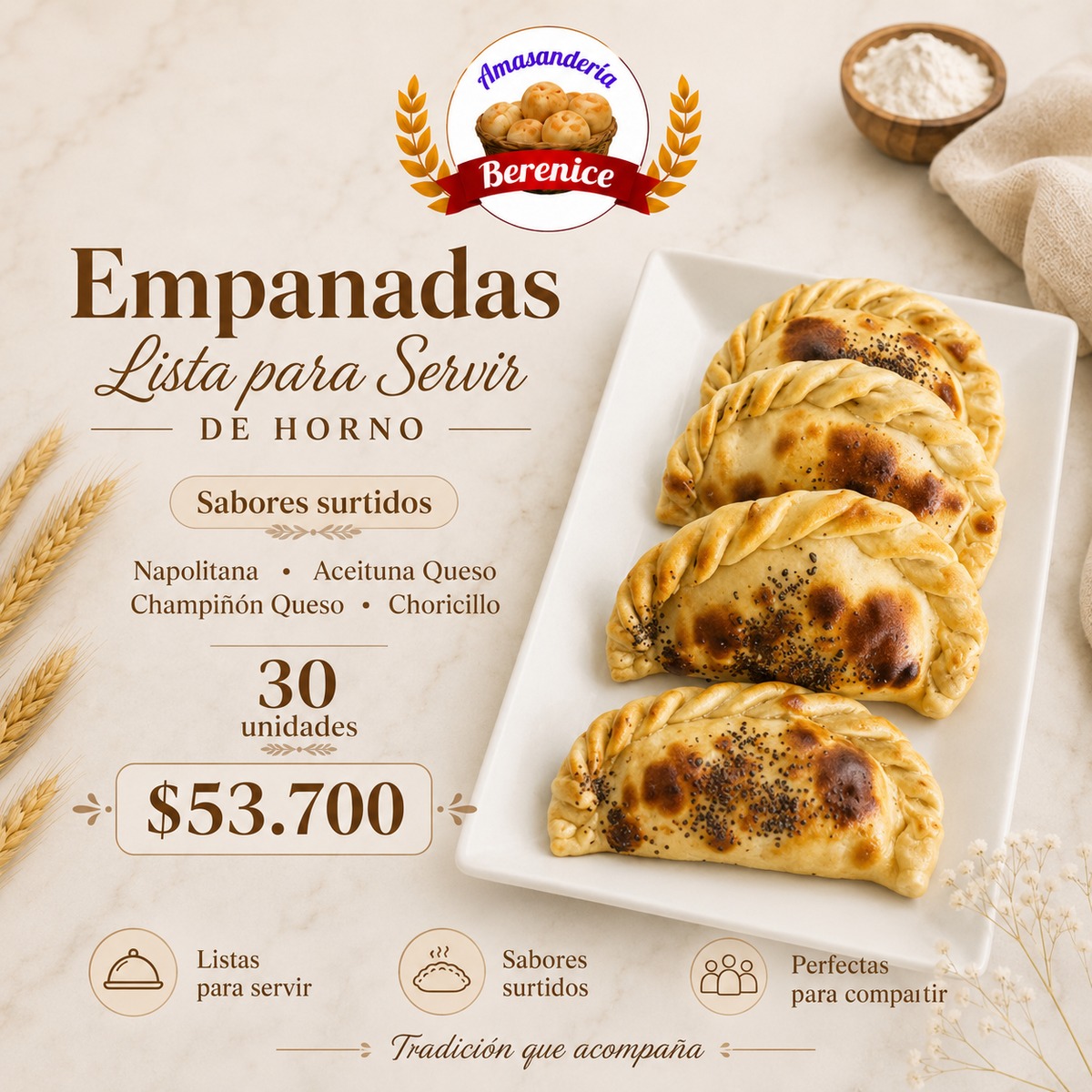 Empanadas de hoja surtidas