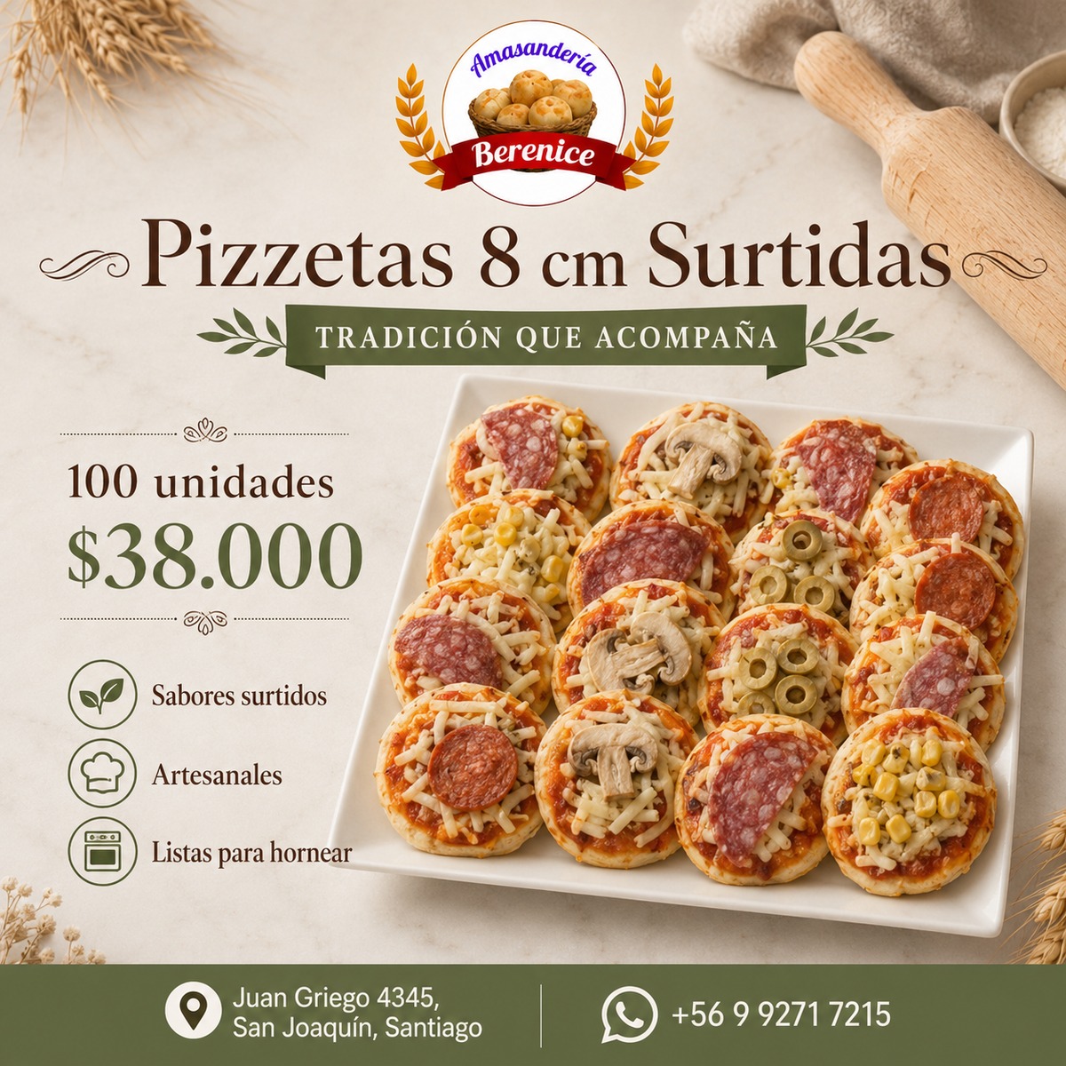 Pizzetas 8 cm surtidas