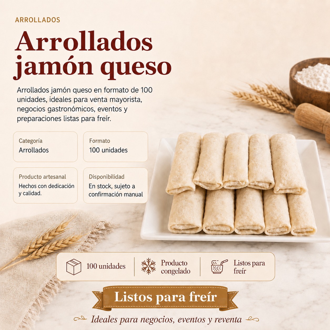 Arrollados jamón queso