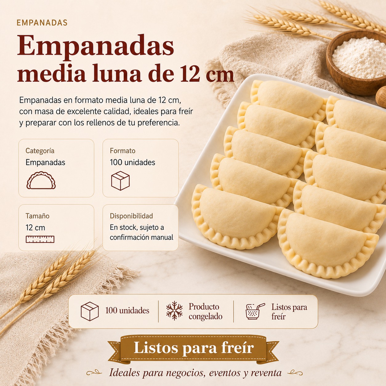 Empanadas media luna 12 cm
