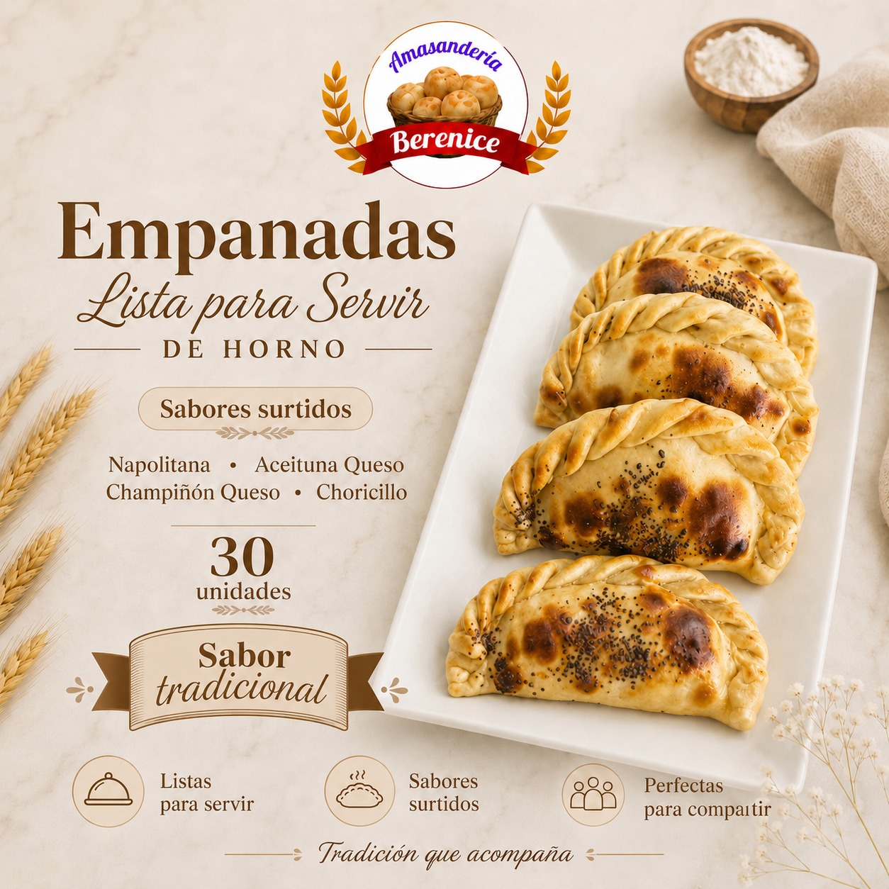 Empanadas de hoja surtidas