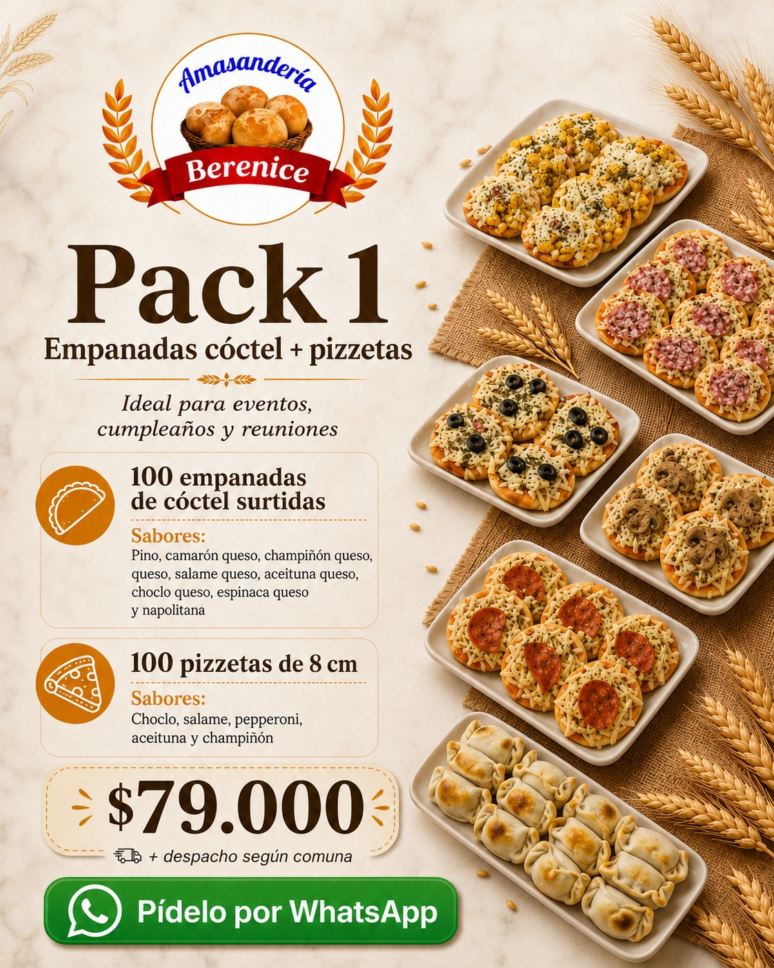 Pack 1 Empanadas cóctel + pizzetas