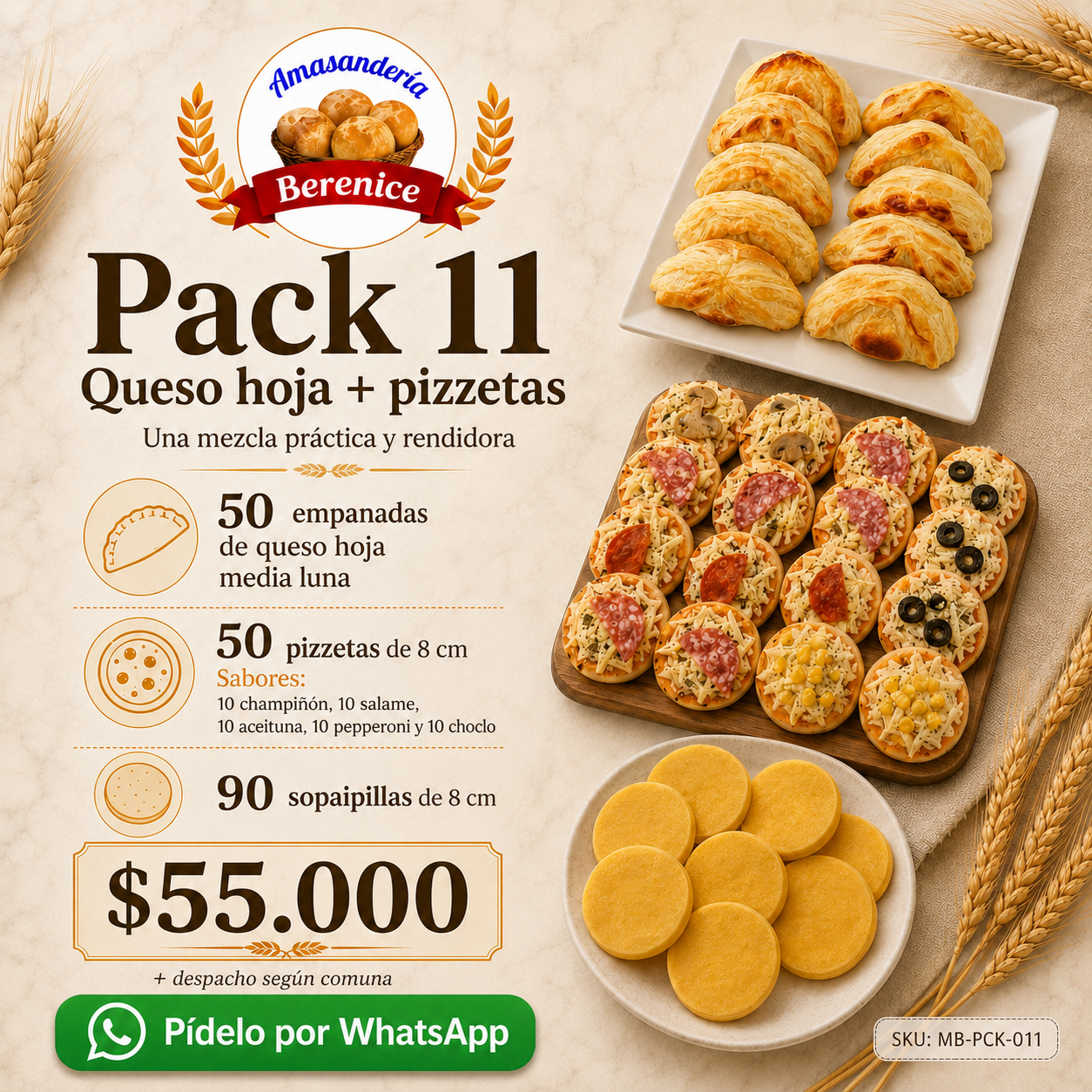 Pack 11 Queso hoja + pizzetas
