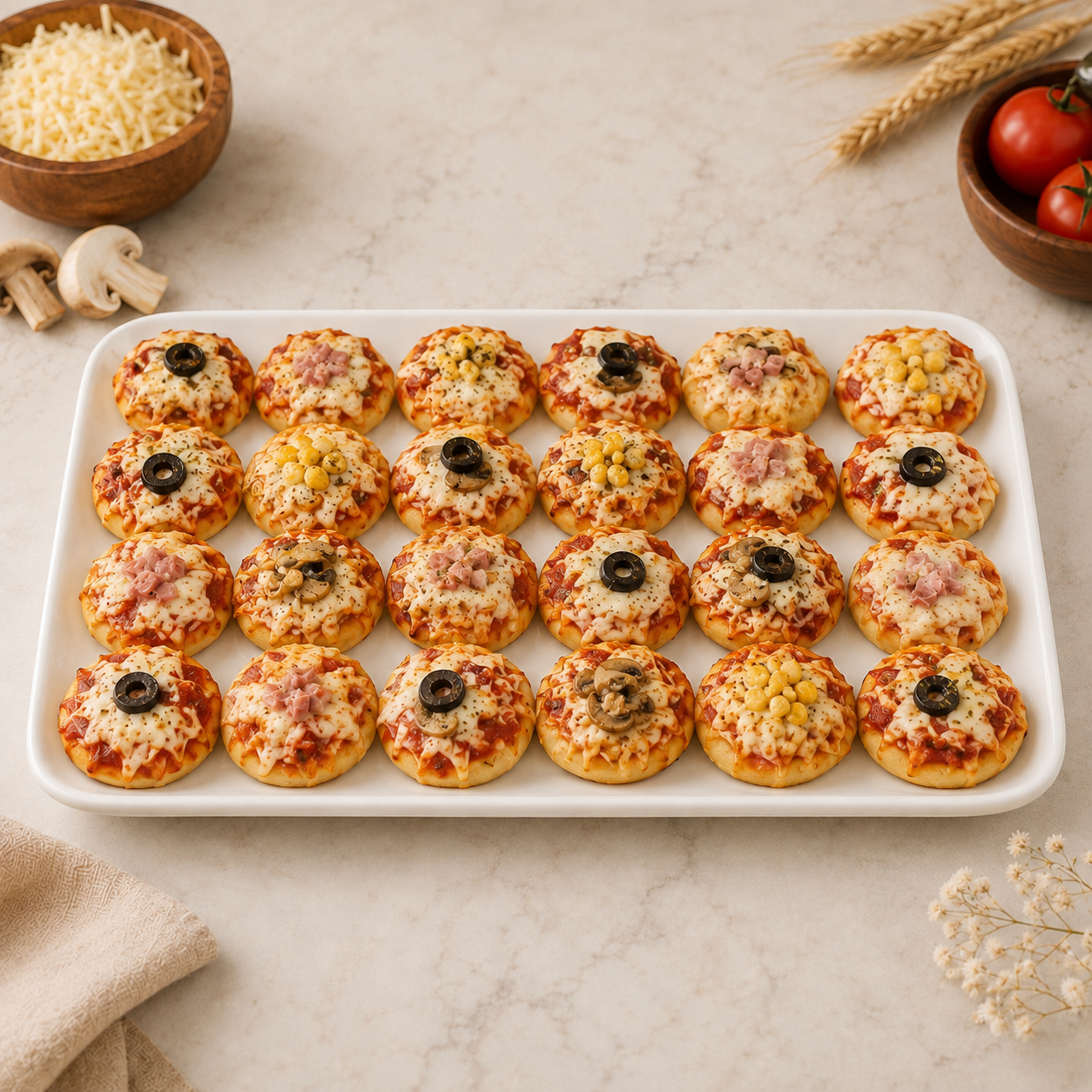 Mini pizzas 5 cm surtidas